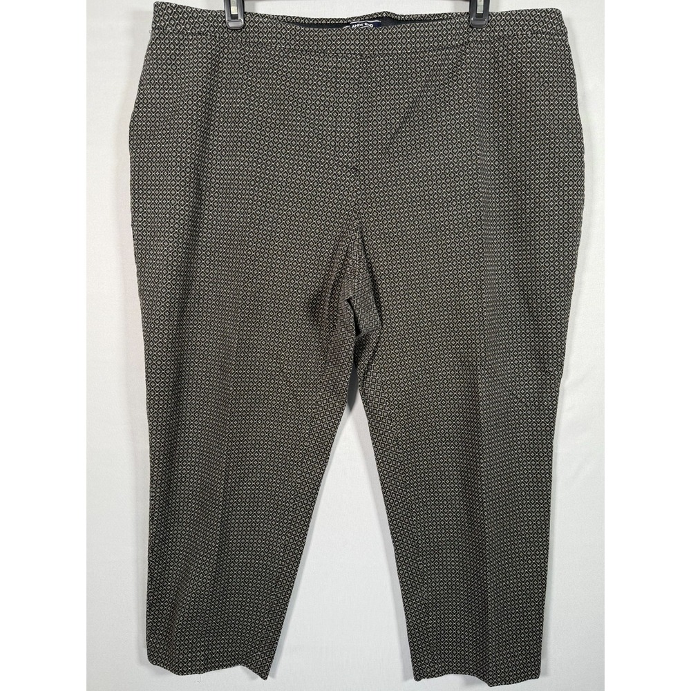 Lands' End 26W‎ Black/White Mid Rise Slim Leg Cotton Blend Pants 49x26.5" R13"